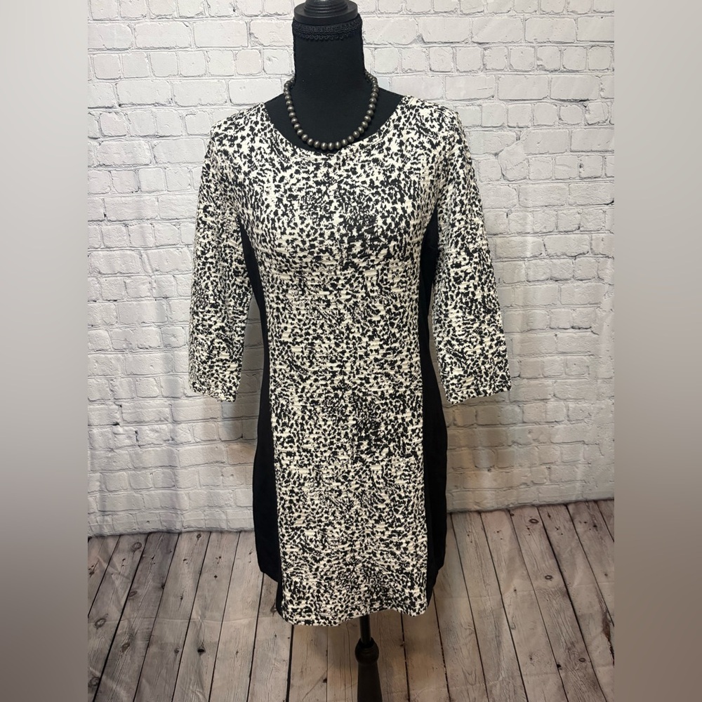 Elegant Black and White Long Sleeve Dress